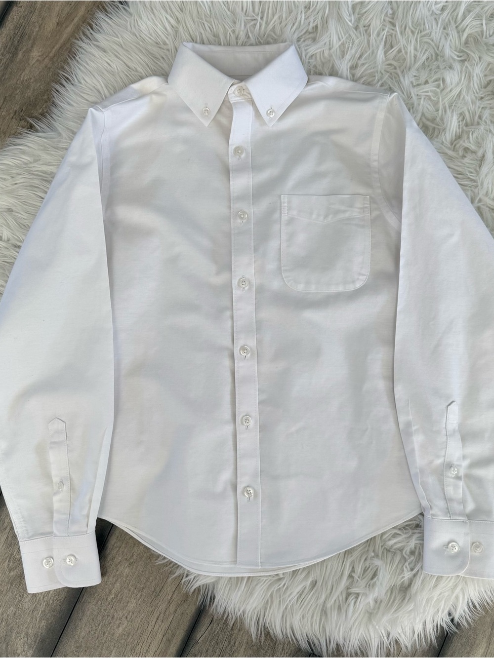 Kids' White Button-Down Shirt with Chest Pocket